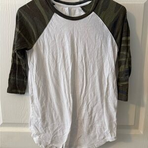 Z Supply White and Green Raglan Tee
